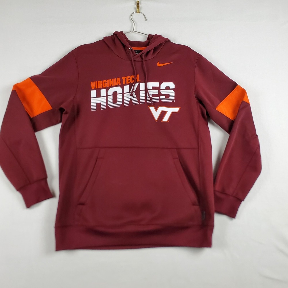 Virginia Tech Hokies Nike Hoodie Men's Medium Burgundy ‎ Dri-Fit Basketball